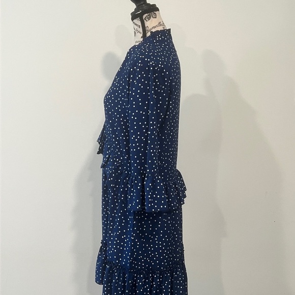 Women's Royal Blue Polka Dot Dress, Small - Picture 2 of 6